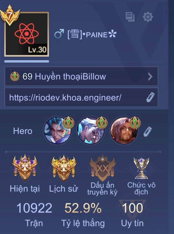 Ảnh thẻ hồ sơ người chơi Liên Quân